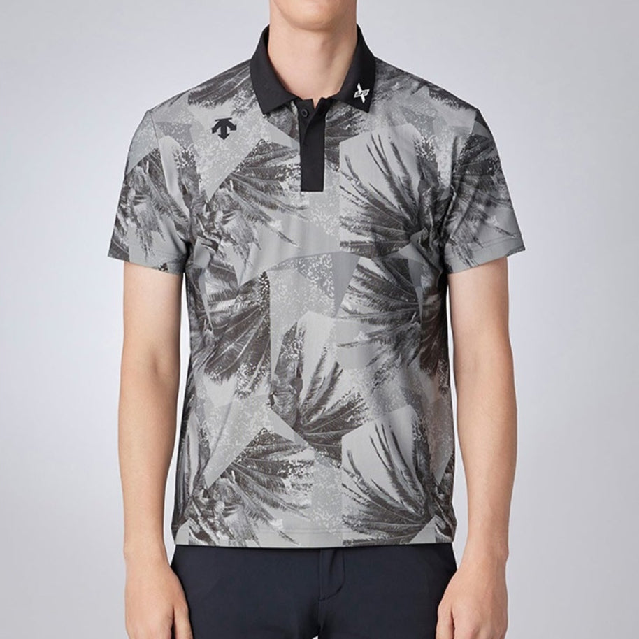 DESCENTE聯名Xander系列 PALM TREE PRINT SHORT-SLEEVED SHIRT 男士 高爾夫球上衣