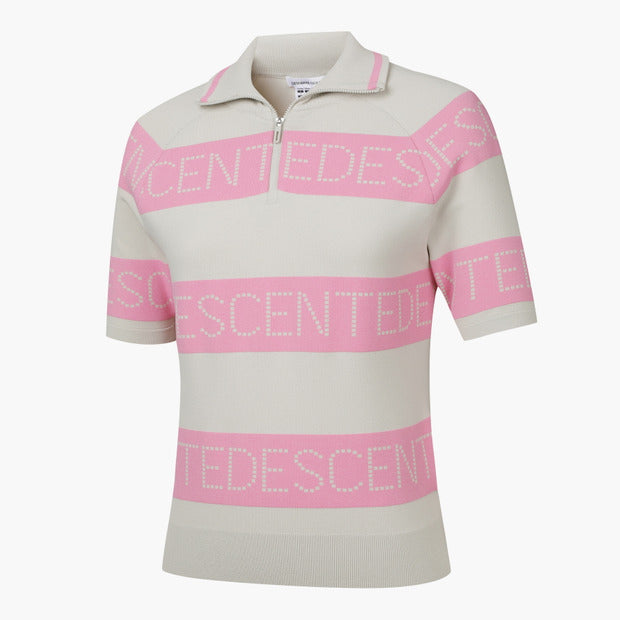 [618限時特惠] STRIPE KNIT COLLARED SHORT-SLEEVE T-SHIRT 女士 高爾夫球上衣 (2色)