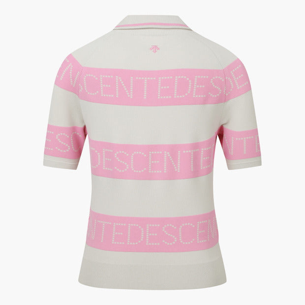 [618限時特惠] STRIPE KNIT COLLARED SHORT-SLEEVE T-SHIRT 女士 高爾夫球上衣 (2色)