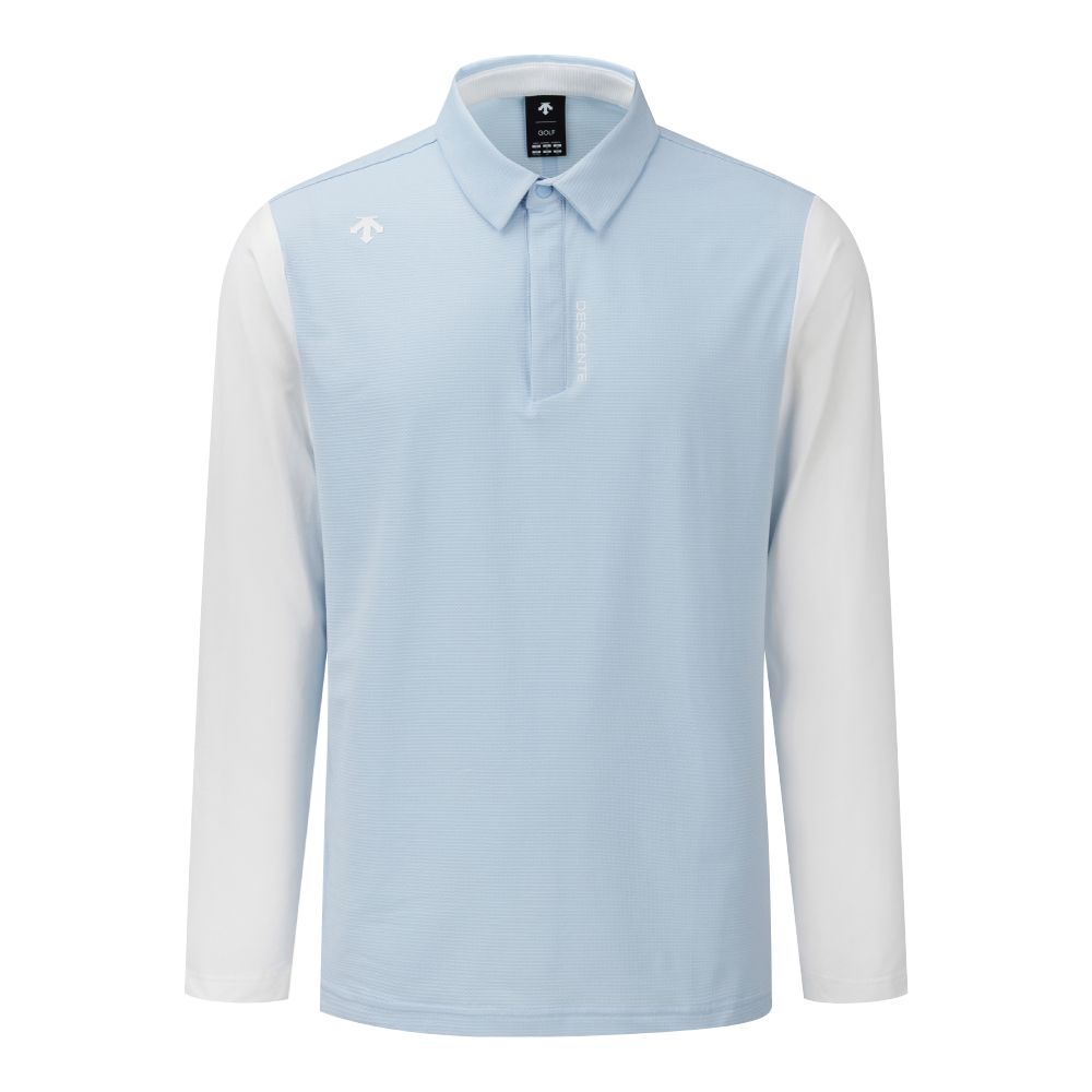 SEERSUCKER COOLING SLEEVES Y-COLLARED LS TEE 男士 高爾夫長袖翻領上衣