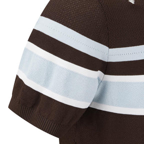STRIPE Y-COLLARED SHORT-SLEEVED SWEATER 男士 高爾夫翻領上衣