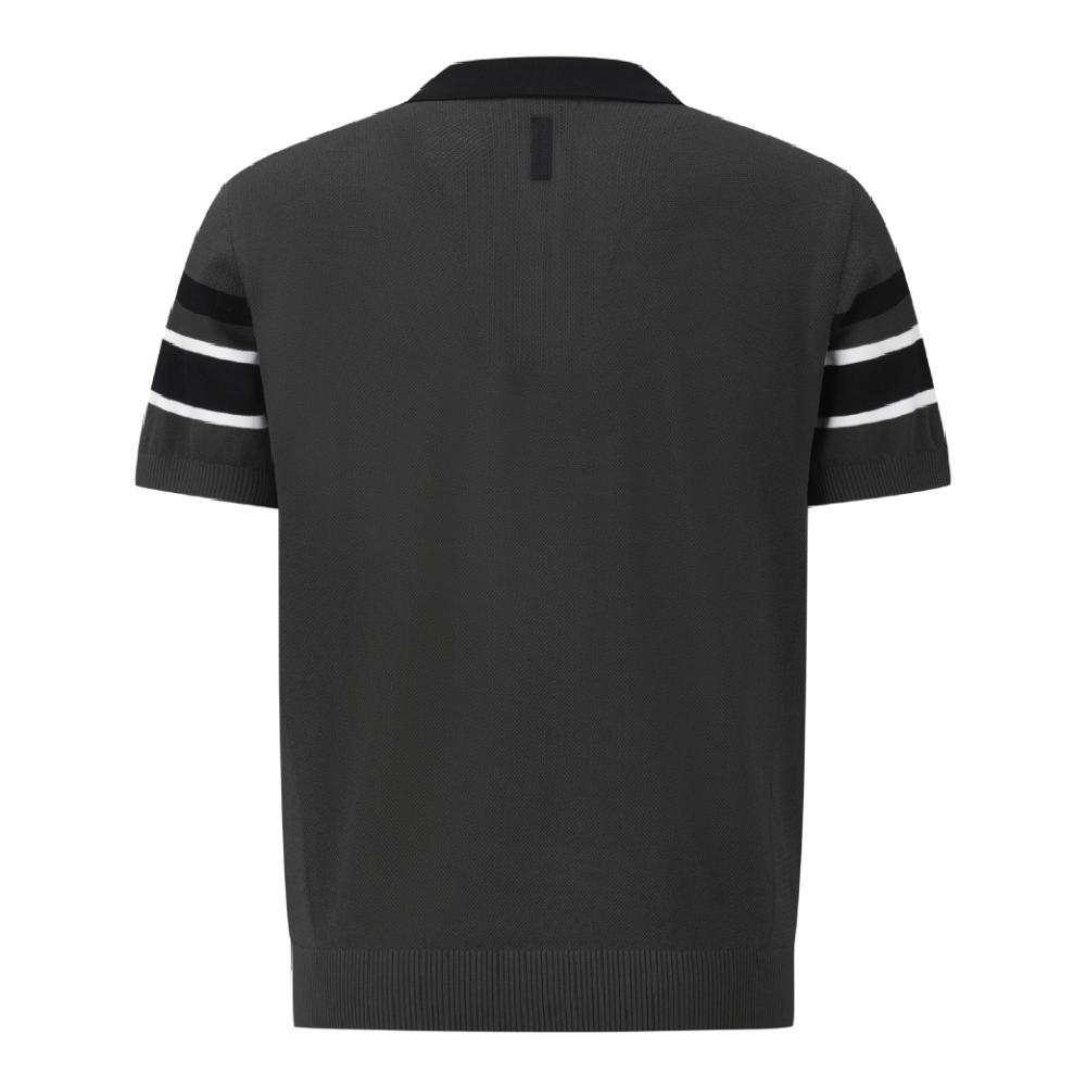 STRIPE Y-COLLARED SHORT-SLEEVED SWEATER 男士 高爾夫翻領上衣