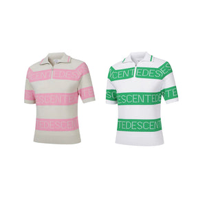 [618限時特惠] STRIPE KNIT COLLARED SHORT-SLEEVE T-SHIRT 女士 高爾夫球上衣 (2色)