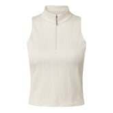 WOMEN'S RIBBED HALF-NECK ZIP-UP BRA TOP 女士 運動背心