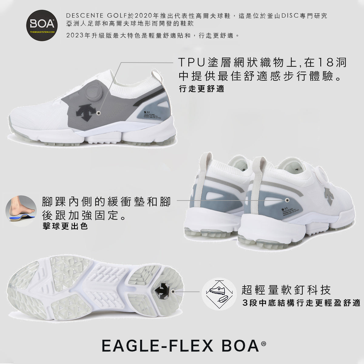 EAGLE-FLEX BOA 男士 高爾夫無釘球鞋《贈鞋套袋乙個》